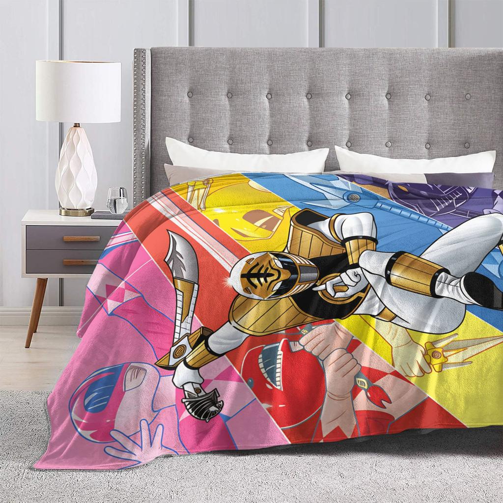 M-Mighty Morphin Blankets  Cartoon P-Power Rangers Super Soft Pattern Plush Throw Blanket For Bedroom Picnic Bedspread Bed Cover
