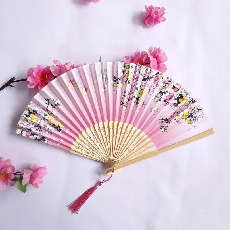 Vintage Bamboo Silk Women's Folding Fan - Portable Dance Gift