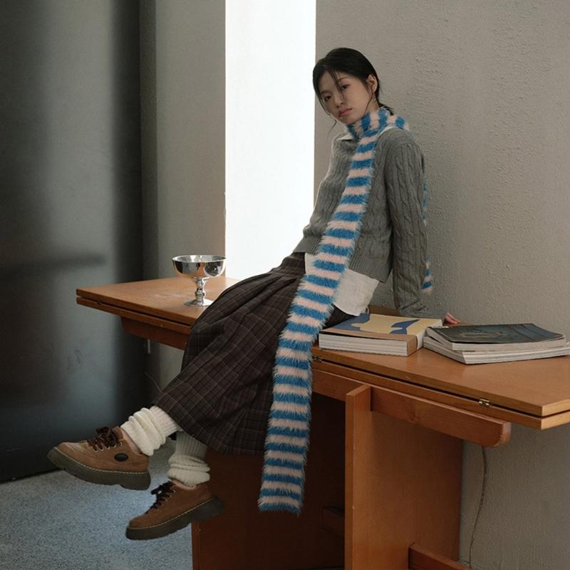 Knit Scarf for Women Long Skinny Belt Necktie Neck Scarf Girls Photo Props Long Neckerchief Skinny Scarf Necktie