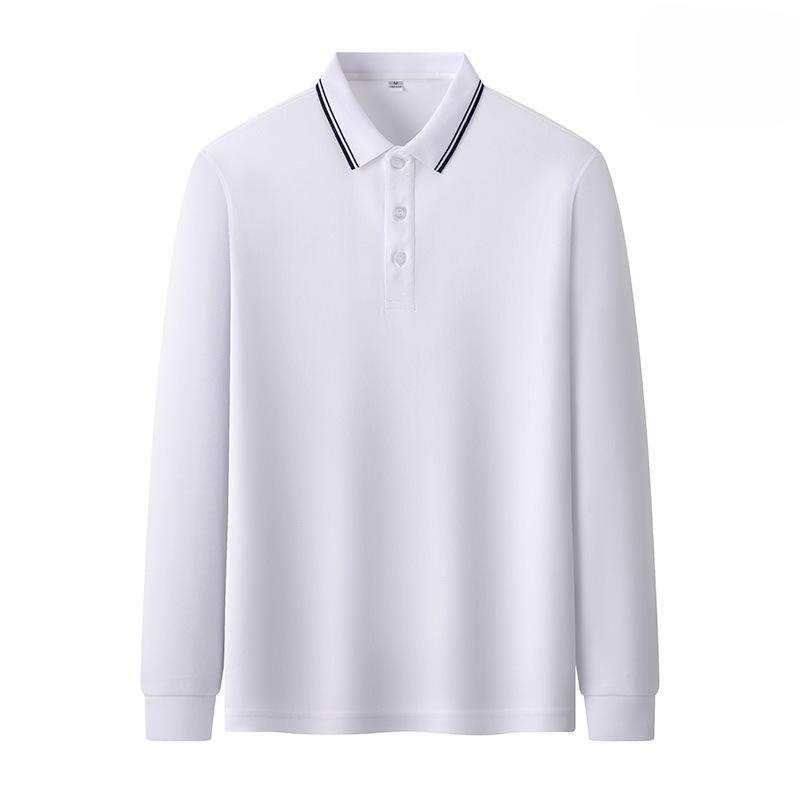 New Men's Polo Shirt Spring and Autumn Long-sleeved T-shirt Men's Simple Business Youth Loose Large Size Dad Wear Autumn