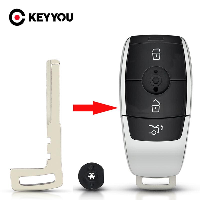 KEYYOU For Mercedes Benz 2017 E Class W213 2018 S Uncut Smart Car Remote Key Blade Emergency ert Key Fob Replacement