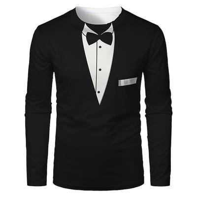 Magliette da uomo con stampa 3D, modello di smoking realistico, a maniche lunghe, casual, alla moda, felpa, traspirante, streetwear