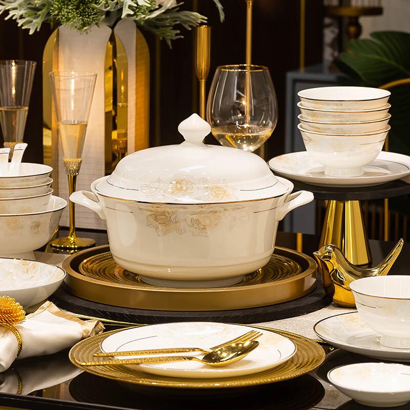 Ru Han Light Luxury Ceramic Hand-painted Gold Rim Soup Bowl