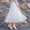 2023 Spring/Summer High-Waist Mesh Pleated Midi Skirt