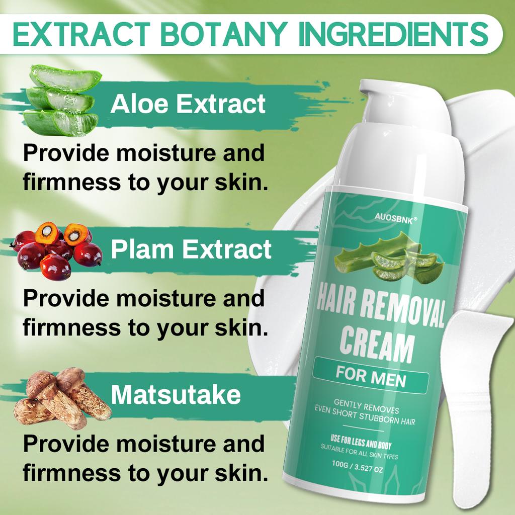Men's Hair Removal Cream, Depilatory Cream for Men, Hair Remove Cream With Scraper, Aloe Vera Moisturizing, Painless, Moisturizing-100g
