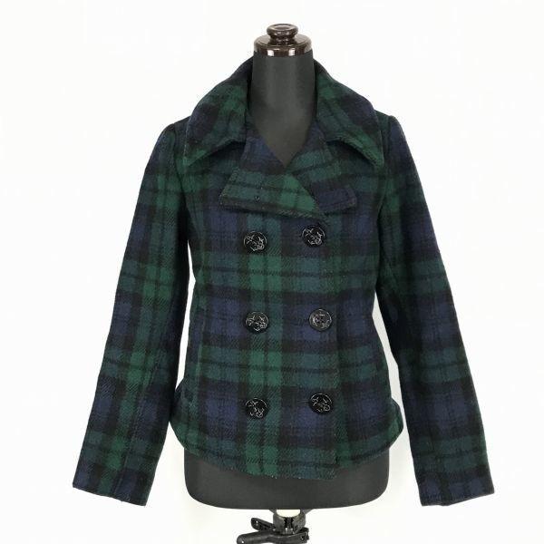 

Б/У/Сделано в США FIDELIT Короткое шерстяное пальто-бушлат Верхняя одежда Женское S Зеленое в клетку Америка Imex