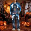 Men's Halloween Pajama Set Long Sleeve Long Pants with Crotch Buttons and Elastic Drawstring Waist