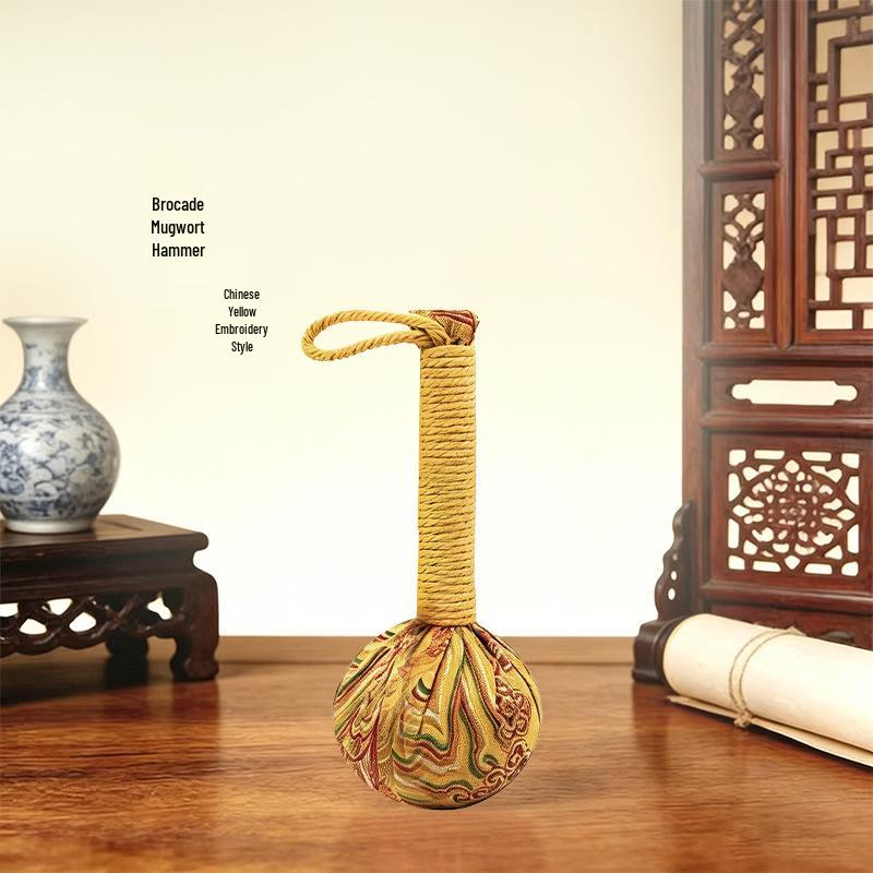 Year of the Horse Mugwort Meridian Massage Hammer - Solid Color Brocade Multifunctional Health Gift