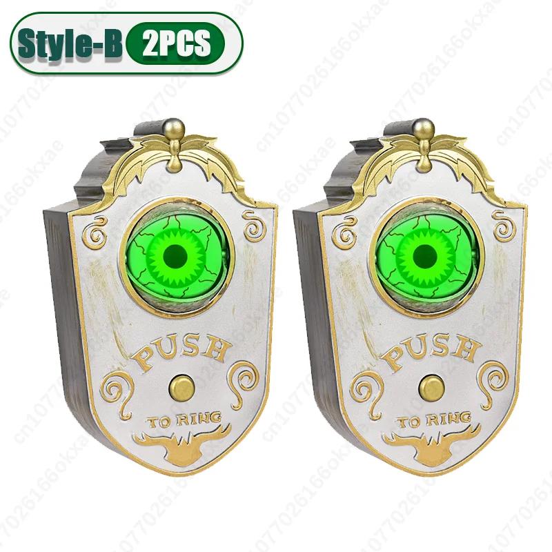 1–3PC Halloween Single Eye Doorbell Decoration Set with Light Up Pumpkin and Skull Pendant for Party Prank Ghost Festival Supply