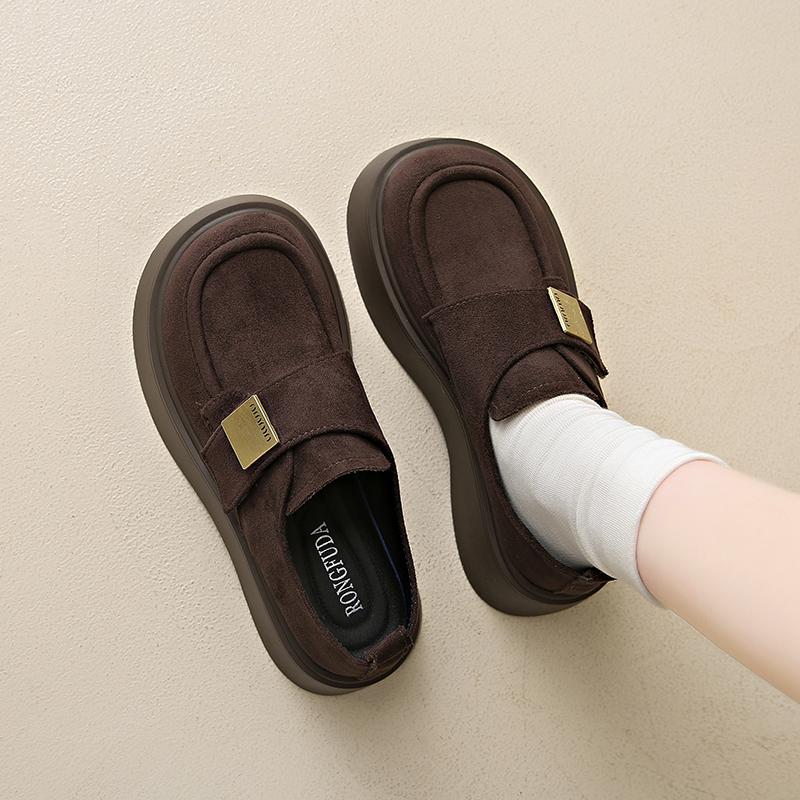 Fashion CRLAYDK 2024 Spring New Retro Women's Platform Slip On Loafers Vintage Casual Flats Ladies Work Comfortable Walking Shoes