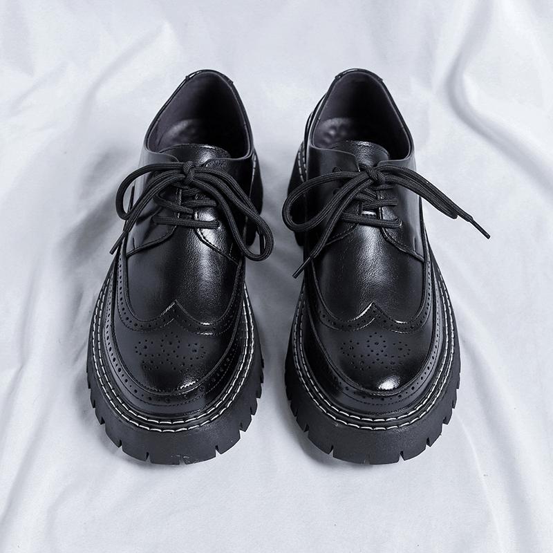 Fashion British Style Platform Shoes Black Vintage Shoes Man’s Work Clothes and Large Toe Shoes Man's Anti-slip Wearable Shoes Platforms
