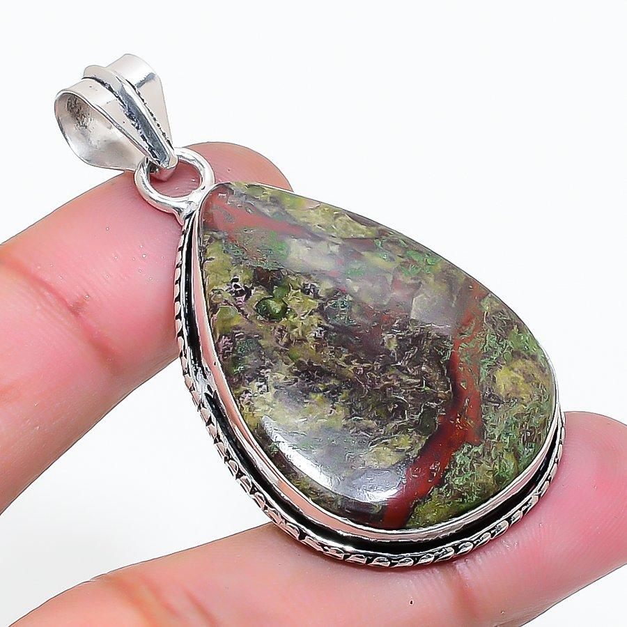Natural Dragon Blood Gemstone Handmade 925 Sterling Silver Pendant 2.05 AP-15196