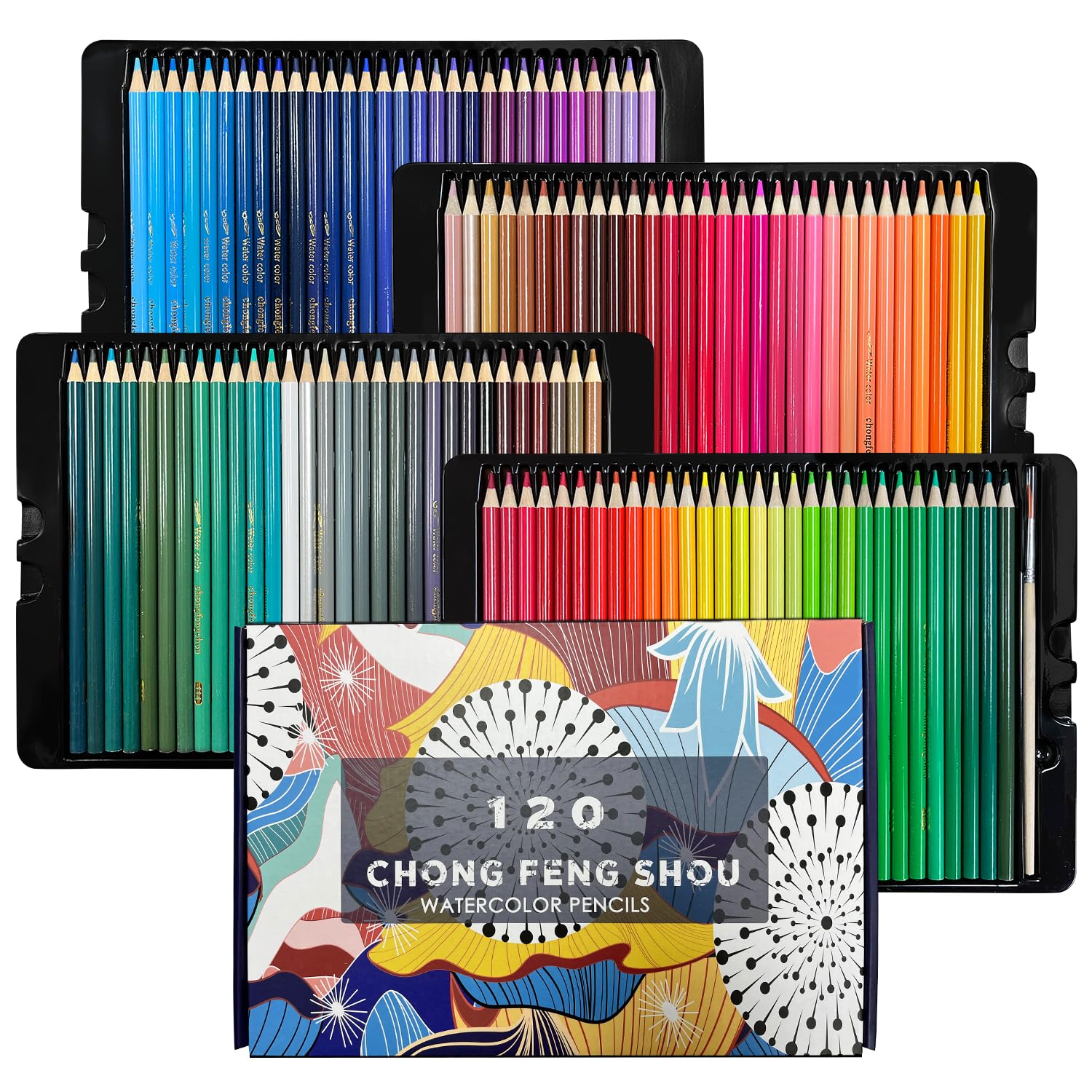 

Книга для раскрашивания акварельными красками Roleness Colored 120 для детей и профессиональные мягкие цветные карандаши, кисть с резервуаром для воды и точилка в комплекте Карандаши, Цвета,