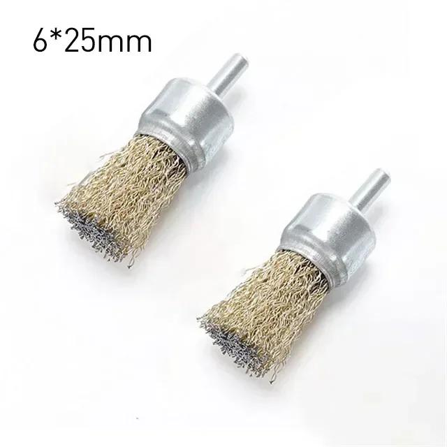 2PCS Copper Polishing & Cleaning Heads Rotary Tool 10/12/16/20/25/30mm Copper Wire Wheel Brush for Drilling Metal Rust Removal