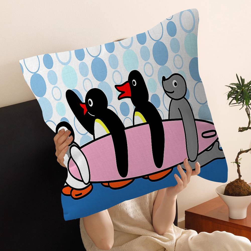 Cartoon Pingu Penguin Lucky Dragon Pillow Cover Sofa Cushion Cover Home Room Decoration Children Gift