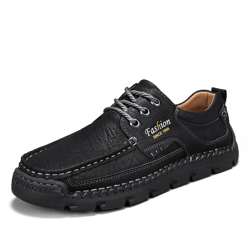 Fashion Handmade Men's Work Shoes Luxury Brand Leather Outdoor Casual Shoes for Men Dress Shoes High Quality Comfy Thick Bottom Shoes