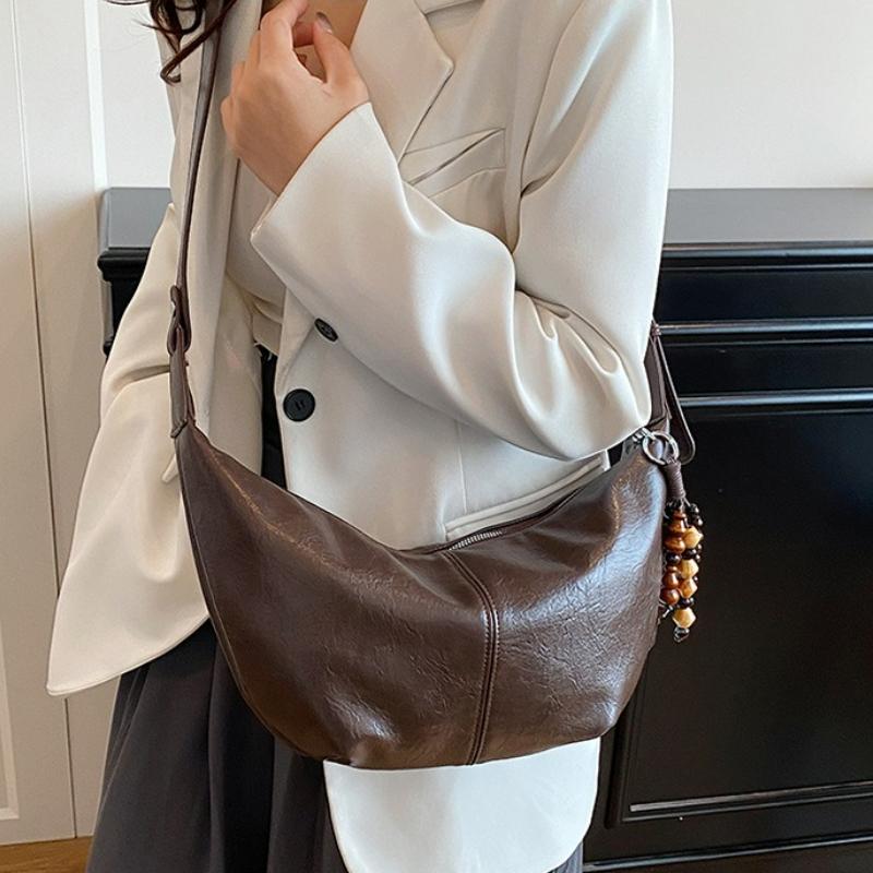 New Texture Versatile Hobo Bags Women Large Capacity Crossbody Shoulder Bag Wrinkled Design Commuter Shopping Tote Bag