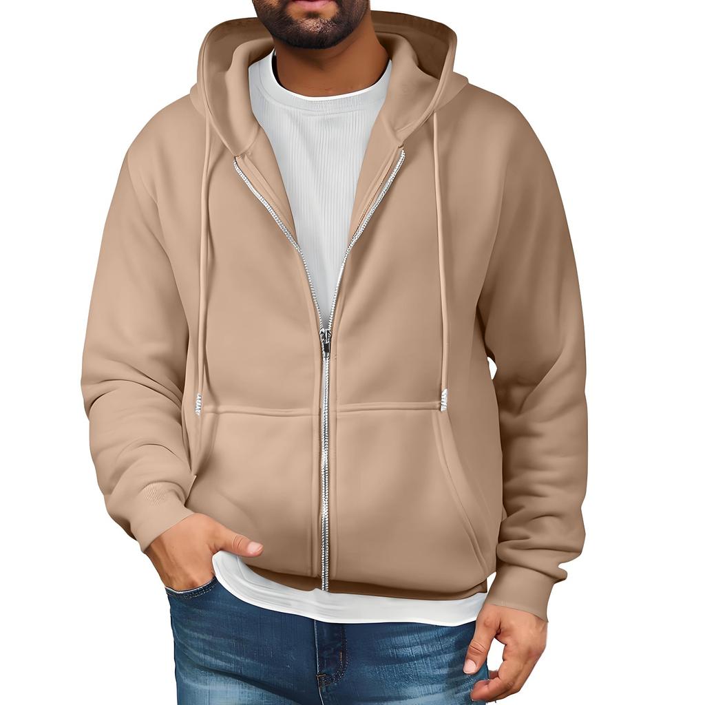 Mens Full Zip Hooded Drawstring Hoodies Pullover Sweatshirts Casual Long Sleeve Shirts