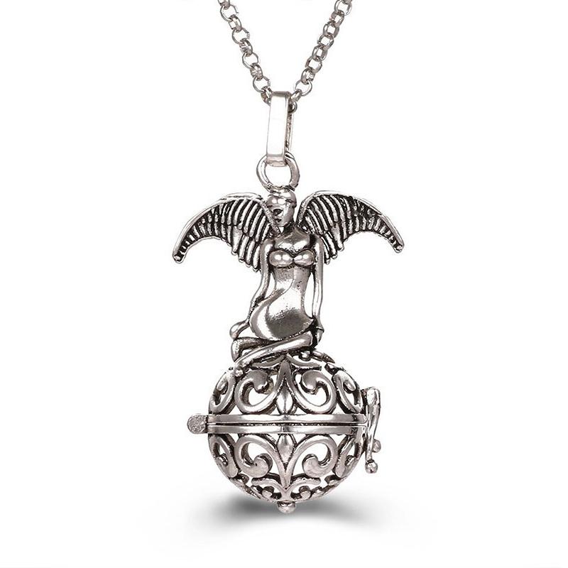 Mexico Chime Two-Color Feather Caller Locket Piano Ball Necklace Essential Oil Diffuser Perfume Musical Pendant New Jewelry