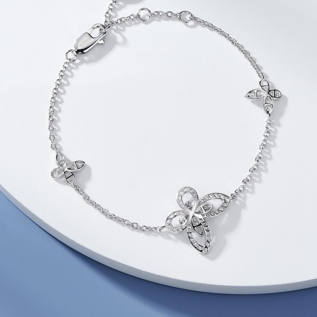 Classic S925 silver phantom butterfly hollow out women's bracelet. Exquisite gifts. Luxury Jewelry