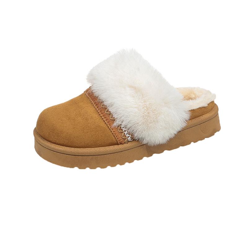 Fashion 2025 Fashion Striped Fluffy House Slippers for Women Winter Warm Plush Cotton Shoes Woman Comfort Non Slip Fur Platform Slippers