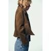 Zbzr Autumn New Women clothes Western Style Suede Texture Effect Shirt Style Crop jacket Outerwear 8372286