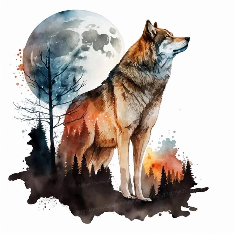 

Color Wolf Wall Stickers Bedroom Living Room Study Sofa Background Wall Office Home Decoration Funny Transparent Waterproof Decals S212 G-30cm Longest Side