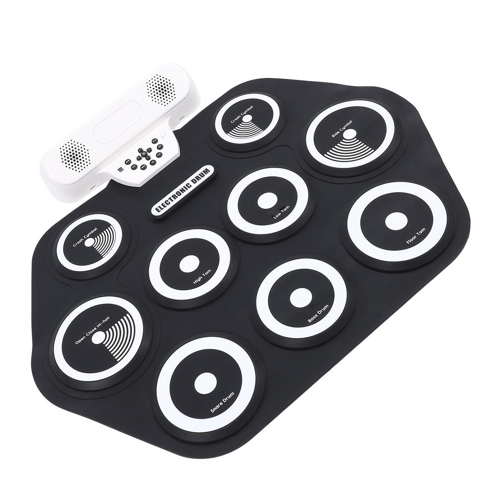 Electronic Drum Pad Portable Hand Rolled Drum Pad Double Speakers Bluetooth Rechargeable Silicone Ro