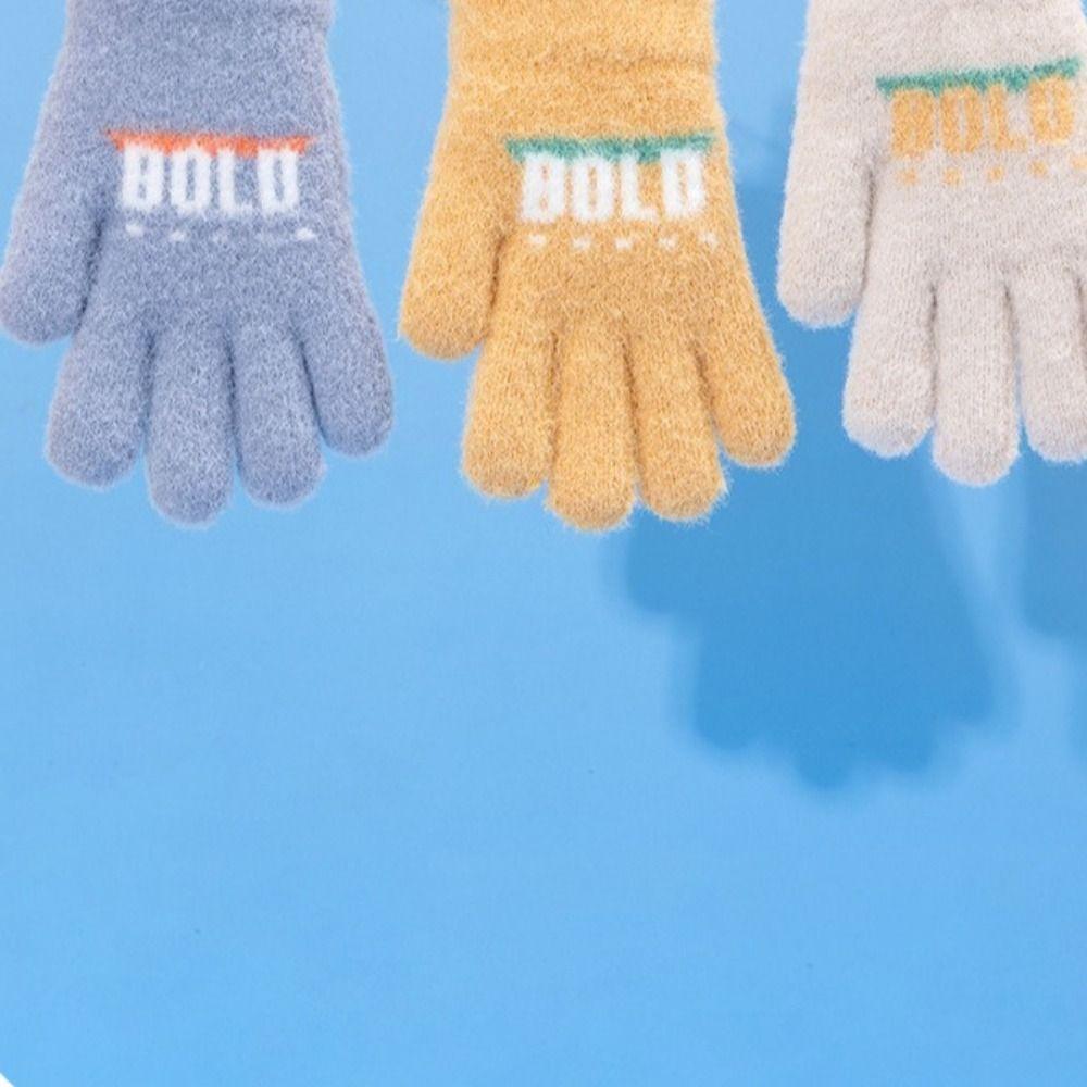 5-10 Jahre Elastische Vollfinger-Fäustlinge Verdicken Samt Warme Fäustlinge Winter Kinder Babyhandschuhe