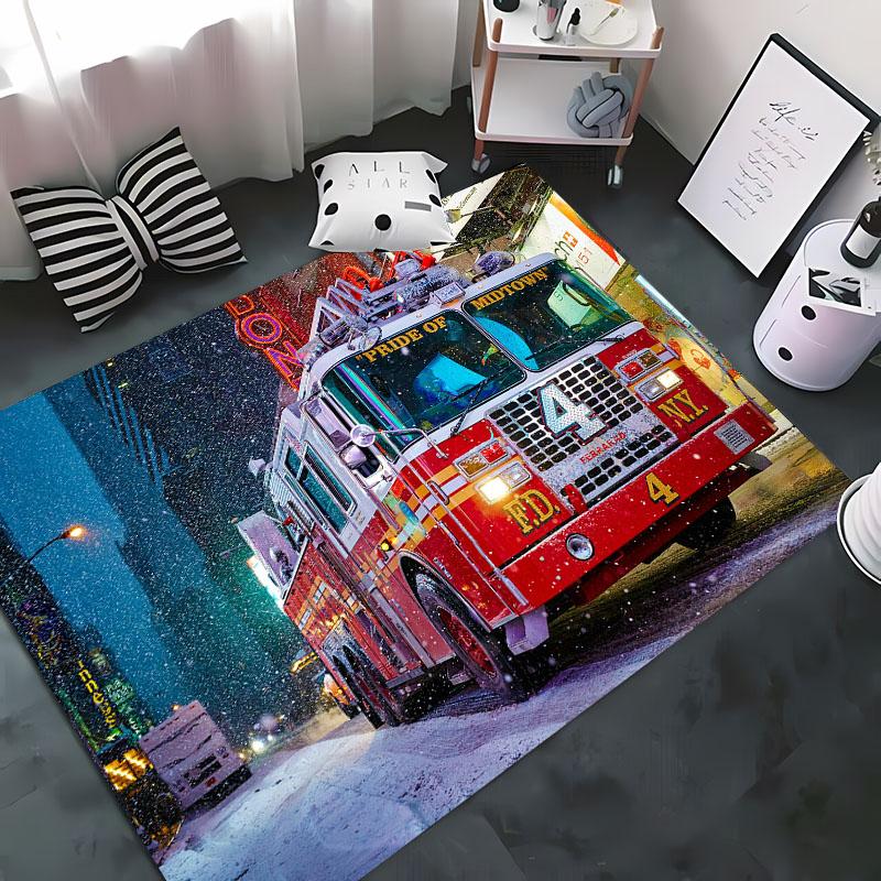 3D Printed Fire Engine Whistle Carpet, Living Room Bedroom Mat Children's Room Soft and Comfortable Anti-slip Rug Christmas Gift