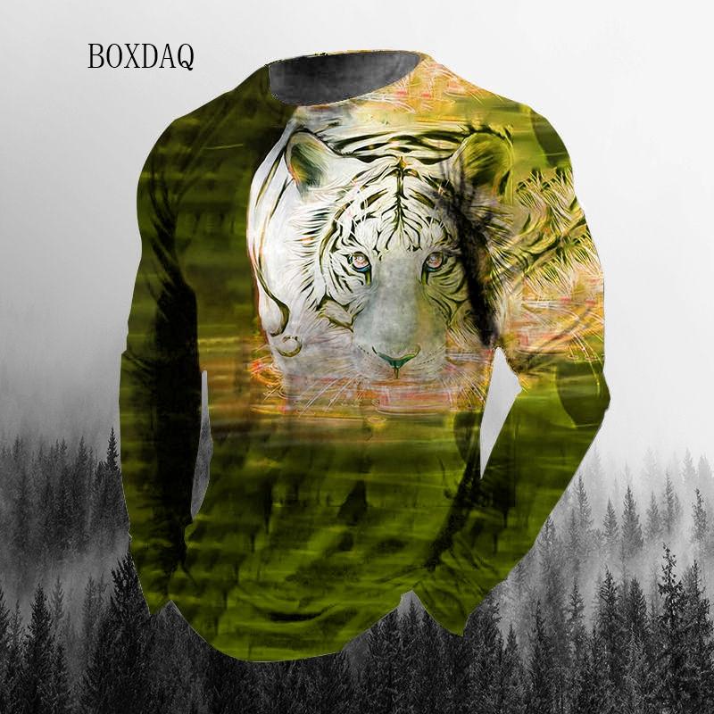 

Длинные рукава Тигр абстрактный узор мужские уличные футболки весна осень 3d анималистичный принт модная футболка 6XL плюс размер мужские повседневные топы 6XL