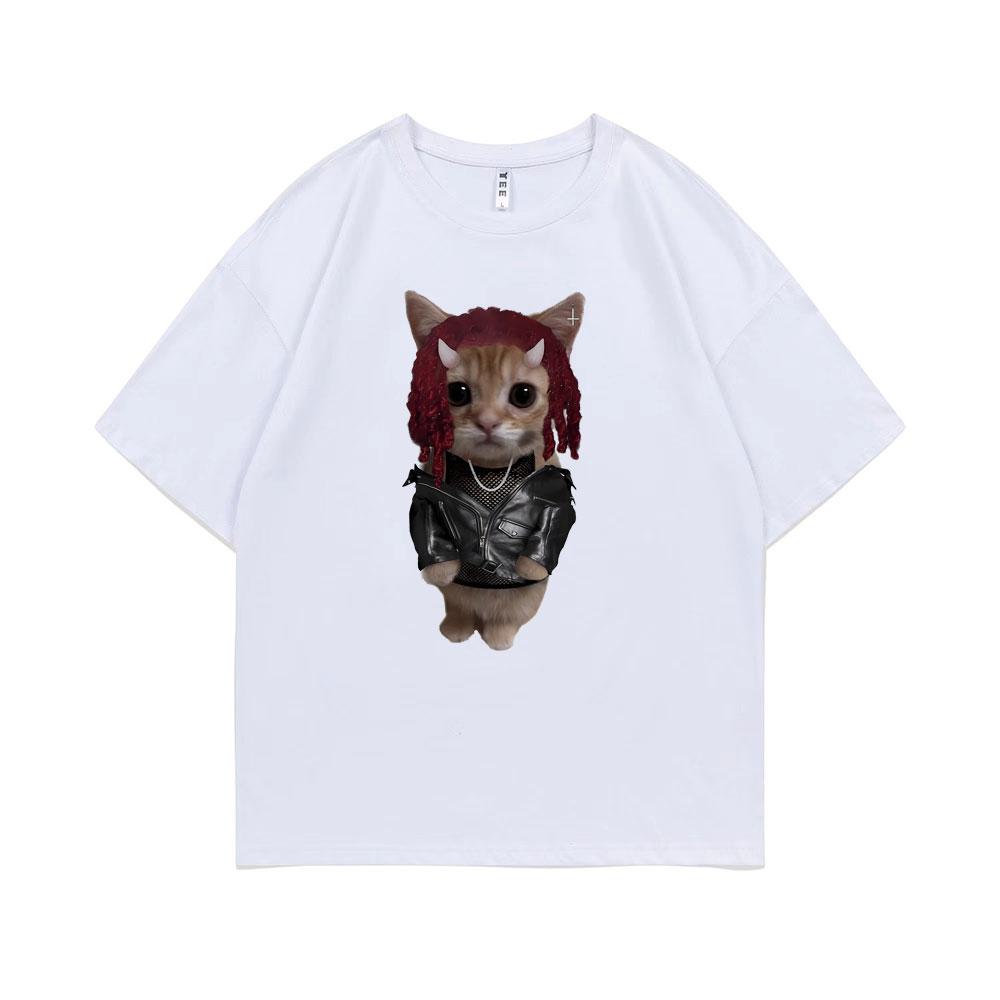 Rapper Playboi Carti Kitty T Shirt Male Vintage Pure Cotton Tshirt Funny Men Fashion Casual T-shirt Men's Hip Hop Tees 80157