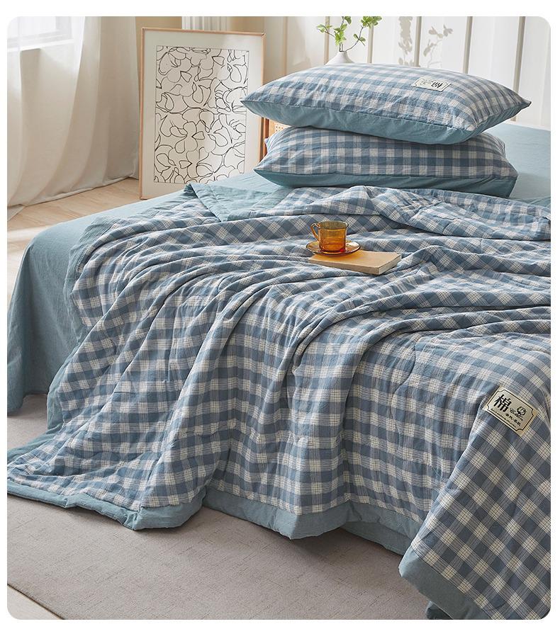 Muji-style Pure Cotton Summer Quilt – All-Cotton, Machine Washable Air Conditioning Quilt for Dorms