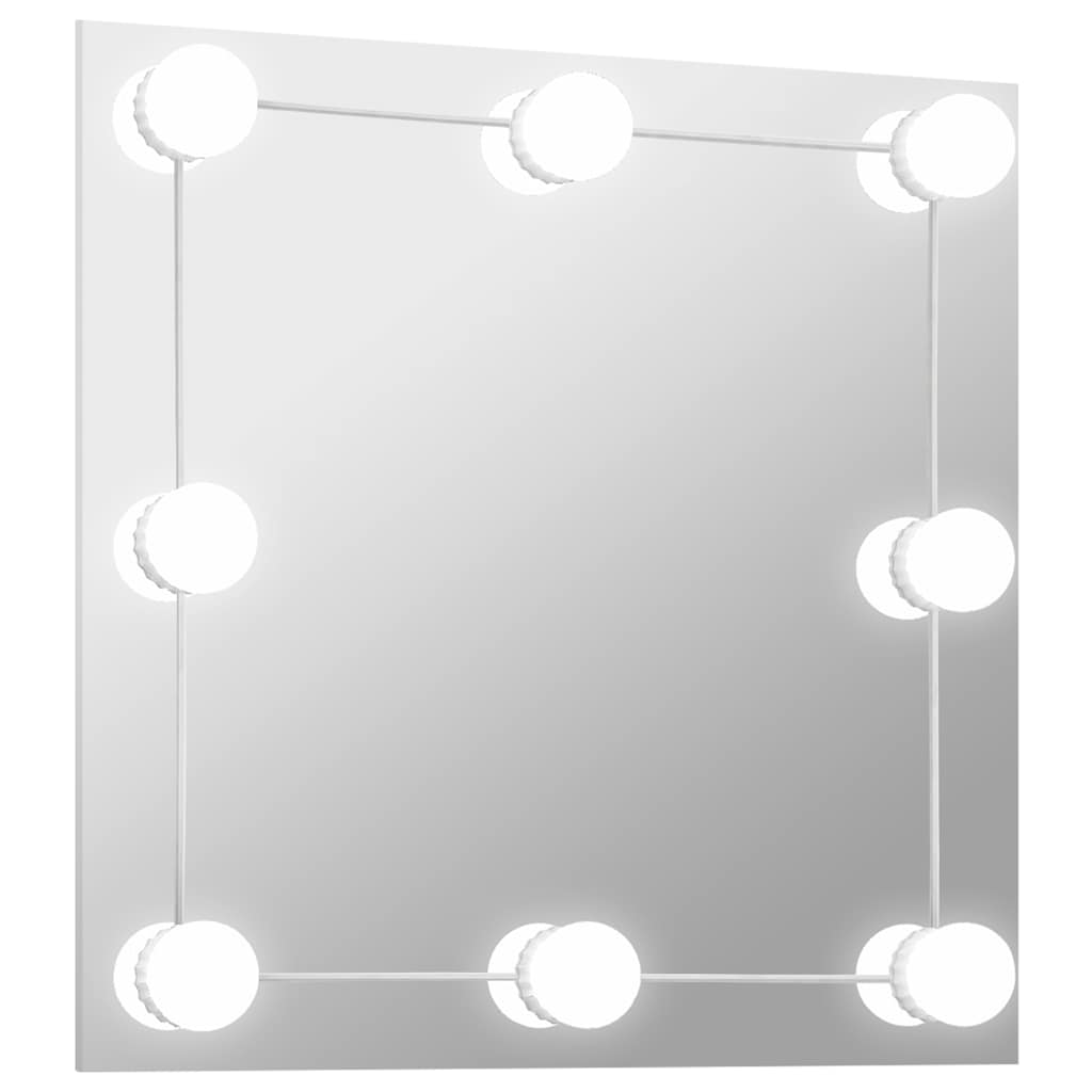 Vidaxl Wall Mirror With LED Lights, Square, Glass