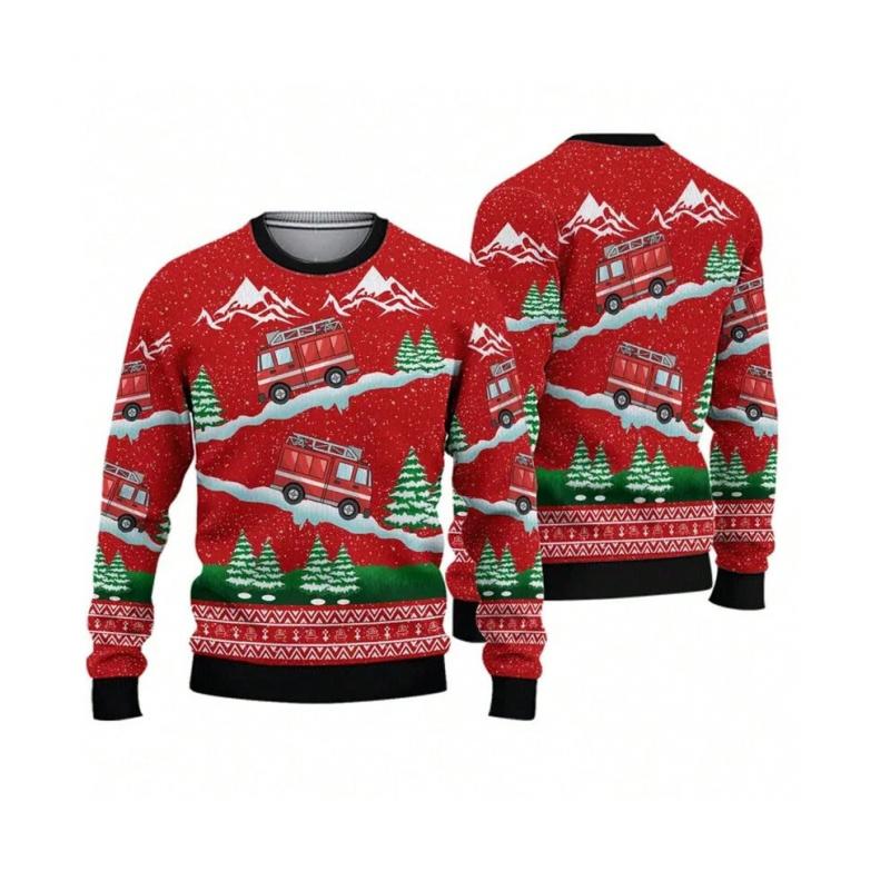 Lustiger Grafik Hässlicher Weihnachtspullover Trend Lässig Herren Damen 3D Gedrucktes Weihnachts-Sweatshirt Lässige Streetwear Übergroße Oberteile