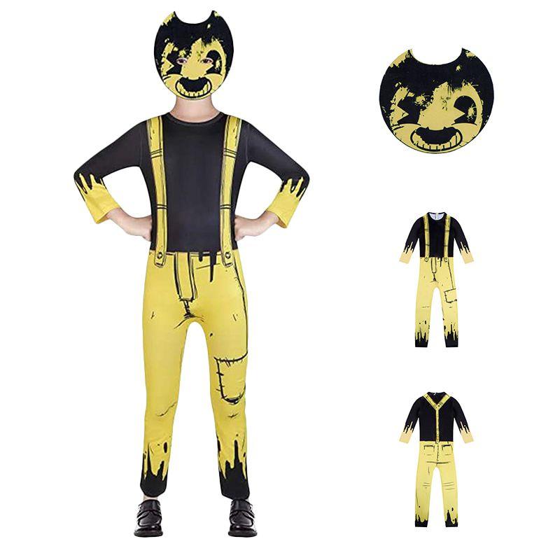 Kids Costume Halloween Cosplay Fancy Jumpsuit Mask