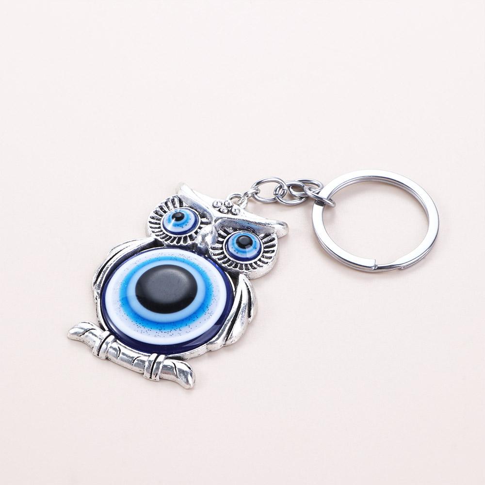 Hanger Crystals Evil Eye Owl Tassel Blue Car Accessories Car Keychain Fashion Jewelry Car Pendant