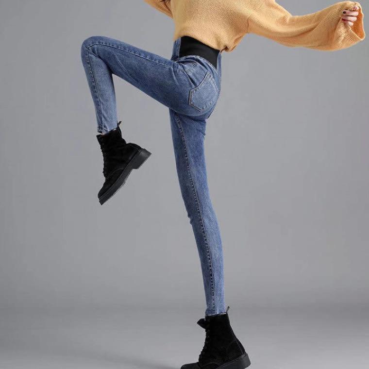 Women's Plus Size High-Waisted Stretch Slimming Jeans - New 2024 Spring/Autumn Style with Elastic Waist and Small Leg Design