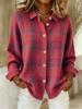 Women's Casual Plaid Long Sleeve Lapel Shirt Cardigan