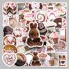 50 Rosa & Braune Retro-Sticker im Koreanischen Stil: Perfekt für DIY-Tagebücher, Notizbücher und Wasserflaschen