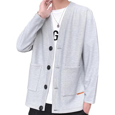 Loose and Comfortable Large Long Autumn Spring Clothes [Metakey] Jacket, Men's, Summer, Cardigan, Size, Casual, Simple, Plain, Sleeve, V-Neck,