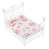 Dollhouse Bed European Style Accessories Metal Mini Double Bed Props Supplies for Room Scene