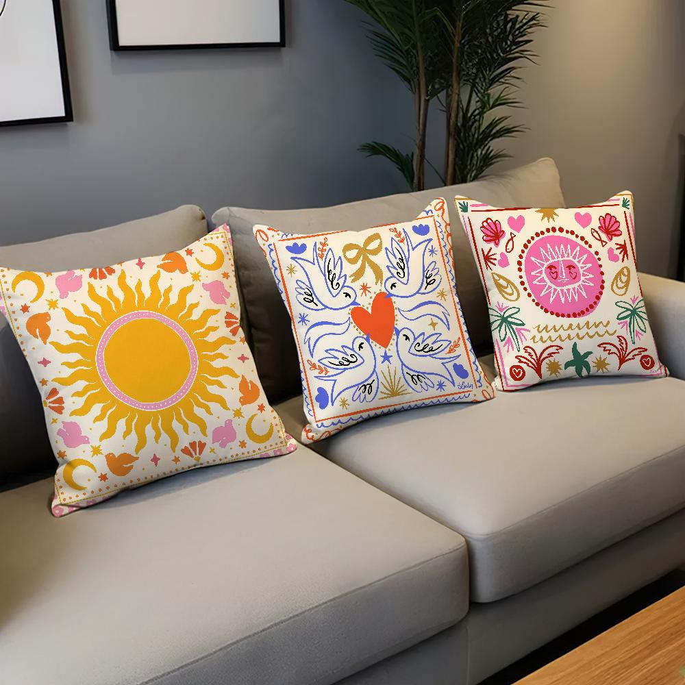 Cute Cartoon Flowers Fashion Art Cozy Soft Pillow Case for Sofa Living Room Home Office Decor Protective Covers