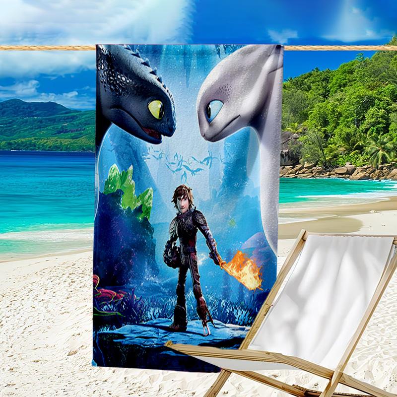 1pc Toothless2 Beach Towel, Beach and Seaside Swimming Pool Equipment, Fashion Pattern, Rectangular, Travel Essentials