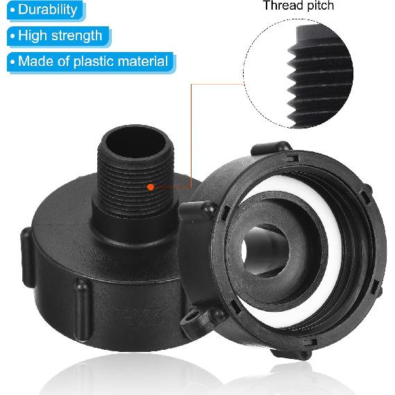 PATIKIL IBC Tote Adapter S60x6 Coarse Thread 1 BSP Male, 4 Pcs 275-330 Gallon Drain Plug Connector for Water Tank Garden Hose