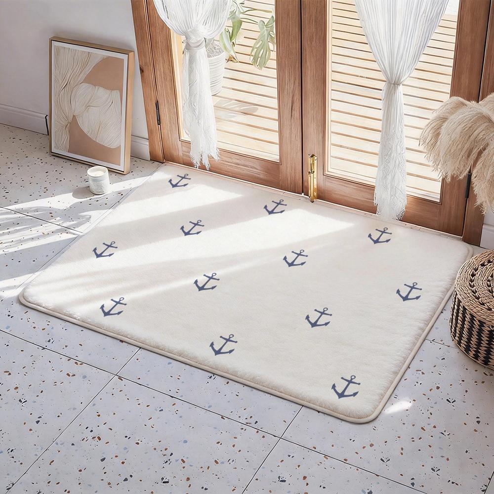 Style S Nautical Floor Mat Eco Flannel Doormat Non Slip Odorless Indoor Floor Rug Soft Short Plush Home Mat