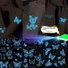 1/6 Sheets Blue Luminous Glow Tattoo Sticker Waterproof Temporary Finger Wrist Body Art False Butterfly Tattoo