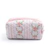 Quilted Cosmetic Bag with Floral Print Large Capacity Makeup Organizer Travel Toiletry Storage Pouch for Women