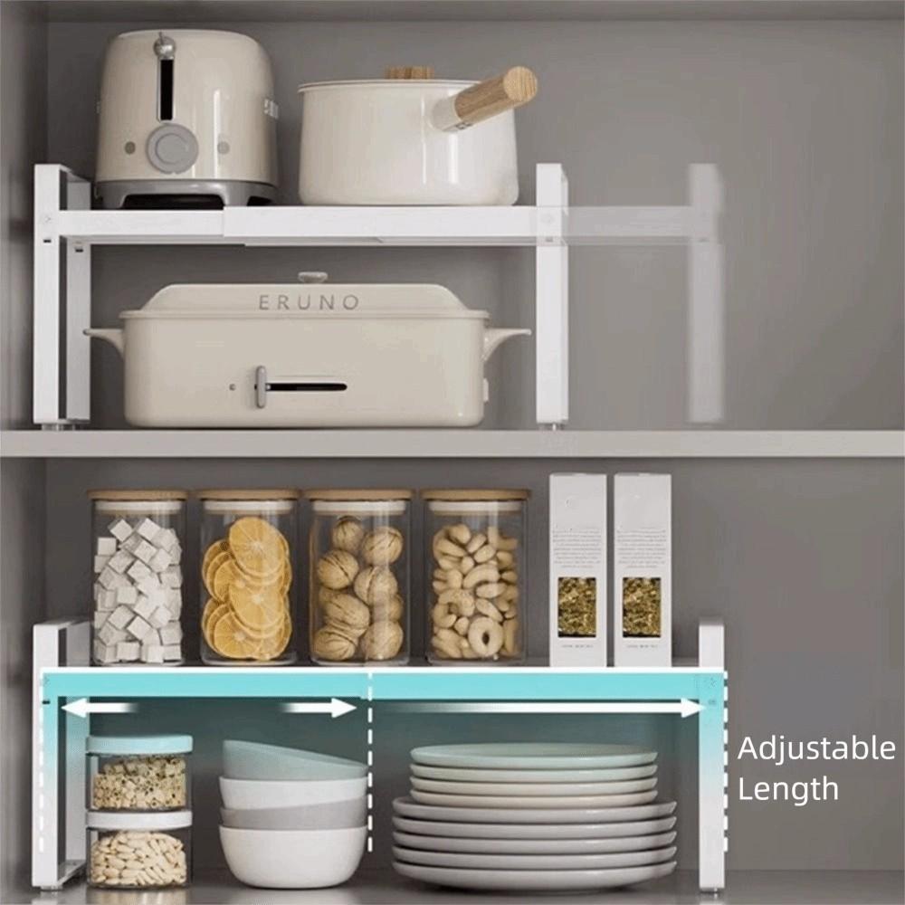 Expandable Kitchenware Storage Rack Layered Retractable Cabinet Shelf  Cabinet Internal