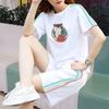 Women's Korean-Style Summer White Loose Plus Size Short Sleeve T-Shirt & Shorts Set